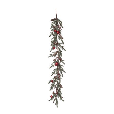 Metal multicolored Christmas ornament and acorn garland