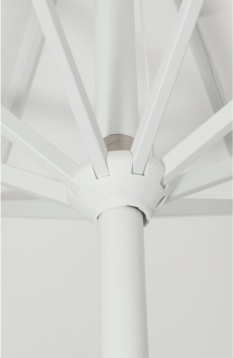 JONATHAN Y Baiona Coastal Octagon Aluminum Market Outdoor Patio Umbrella with Crank Lift and Tilt, UV-Resistant Square Trim Canopy, Alternate, color, White/Green