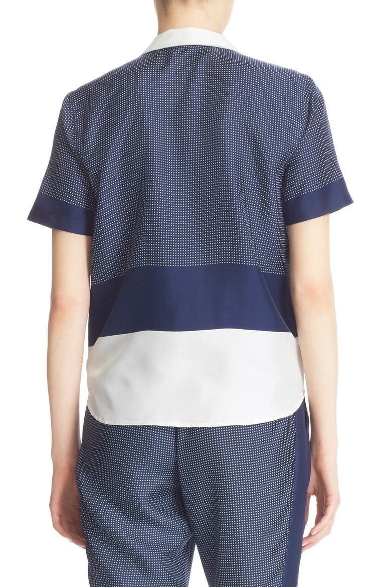 'Keira' Short Sleeve Tie Front Top, Alternate, color, PEACOAT/ BRIGHT WHITE