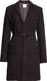 ST. JOHN Metallic Boucle Belted Longline Jacket