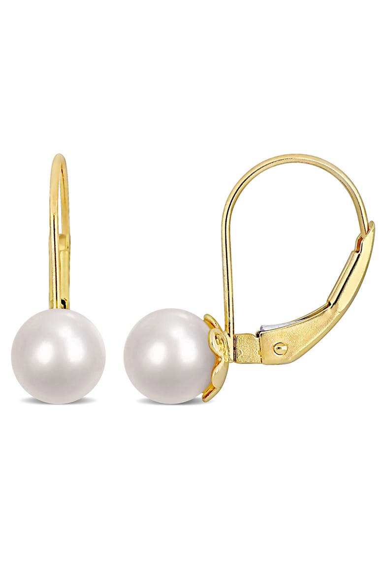 Cultured Pearl Floral Drop Earrings 10k, Main, color, Freshwater Pearl