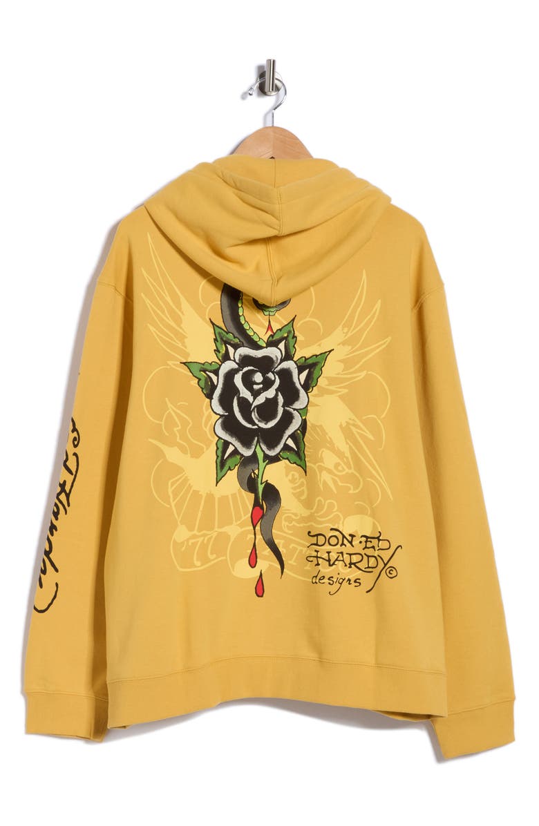 Ed Hardy Sacred Heart Hoodie, Alternate, color, Golden Yellow