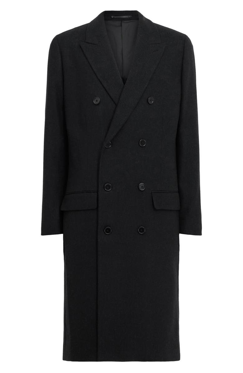 AllSaints Arcade Double Breasted Wool Blend Topcoat, Alternate, color, Black