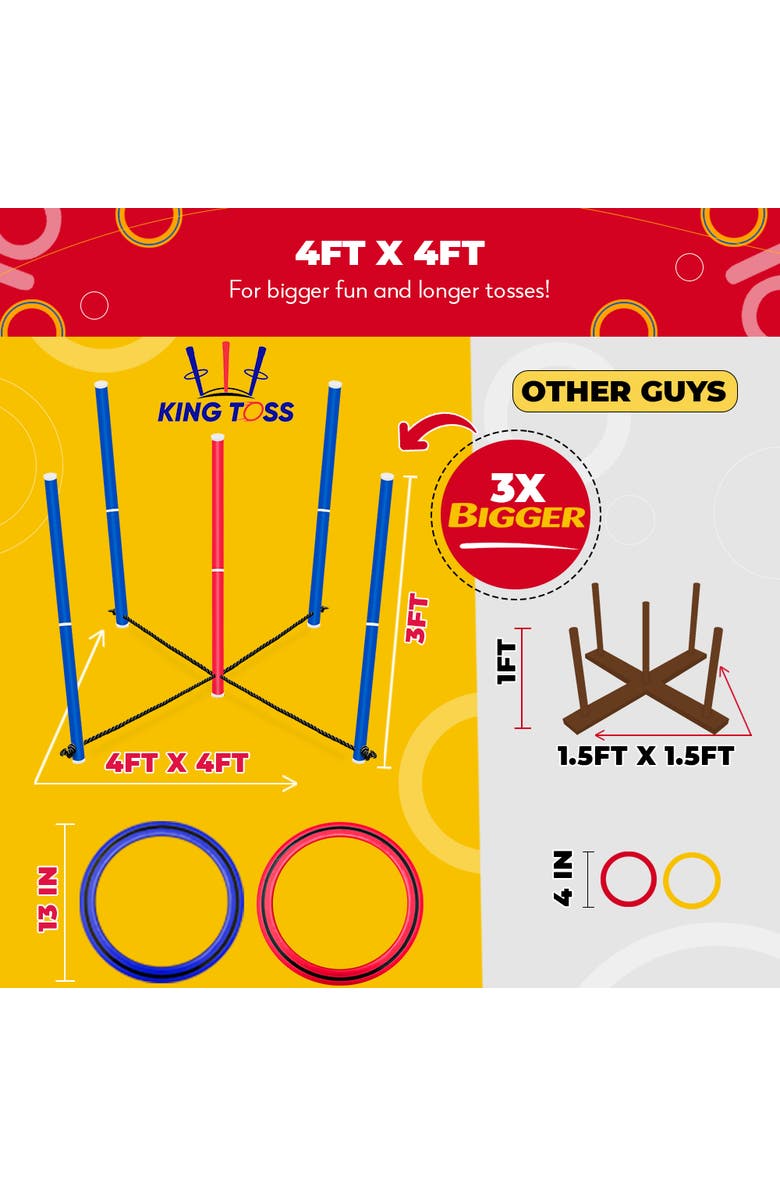 Swooc Games King Toss | Giant Ring Toss Game for Kids and Adults, Alternate, color, Blue, Red