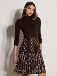 Apricot Ribbed Top Knit Dress