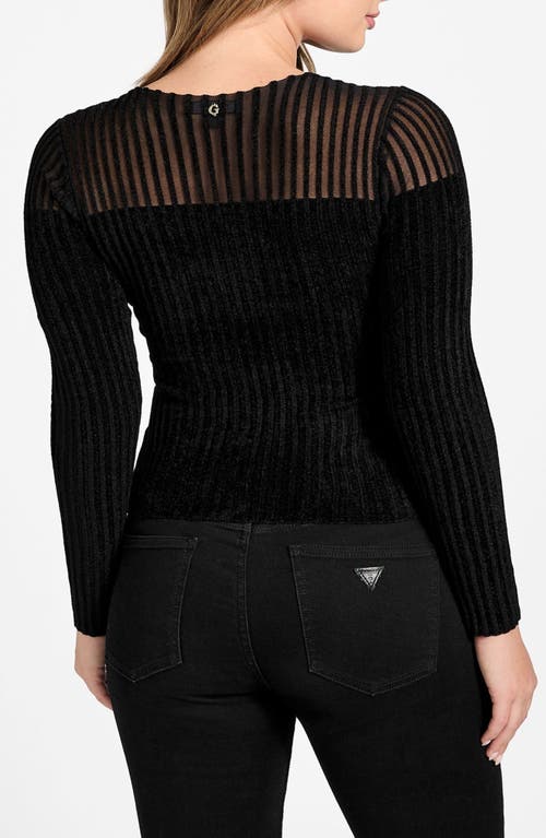 Guess Rowena Rib Chenille Sweater In Black