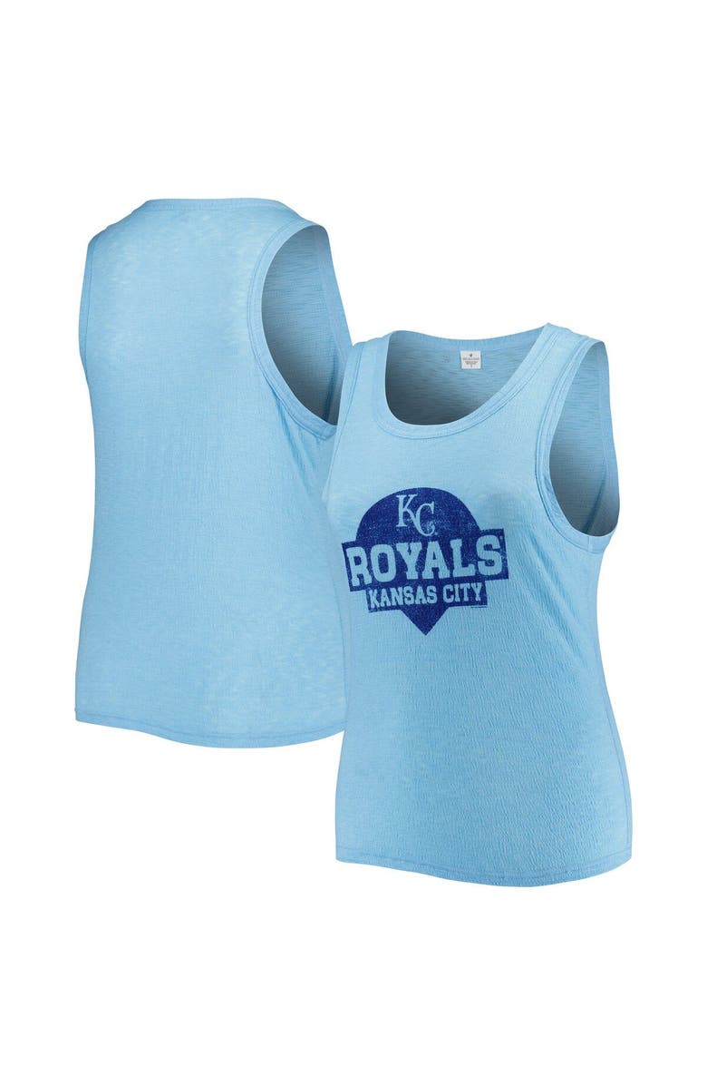 SOFT AS A GRAPE Women's Soft as a Grape Royal Kansas City Royals Plus Size High Neck Tri-Blend Tank Top, Main, color, Royal