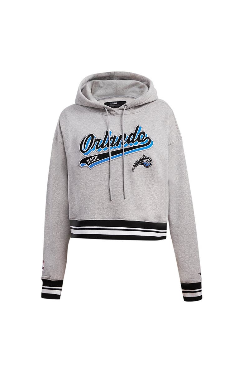 PRO STANDARD Women's Pro Standard Heather Gray Orlando Magic Script Tail Cropped Pullover Hoodie, Alternate, color, Heather Gray