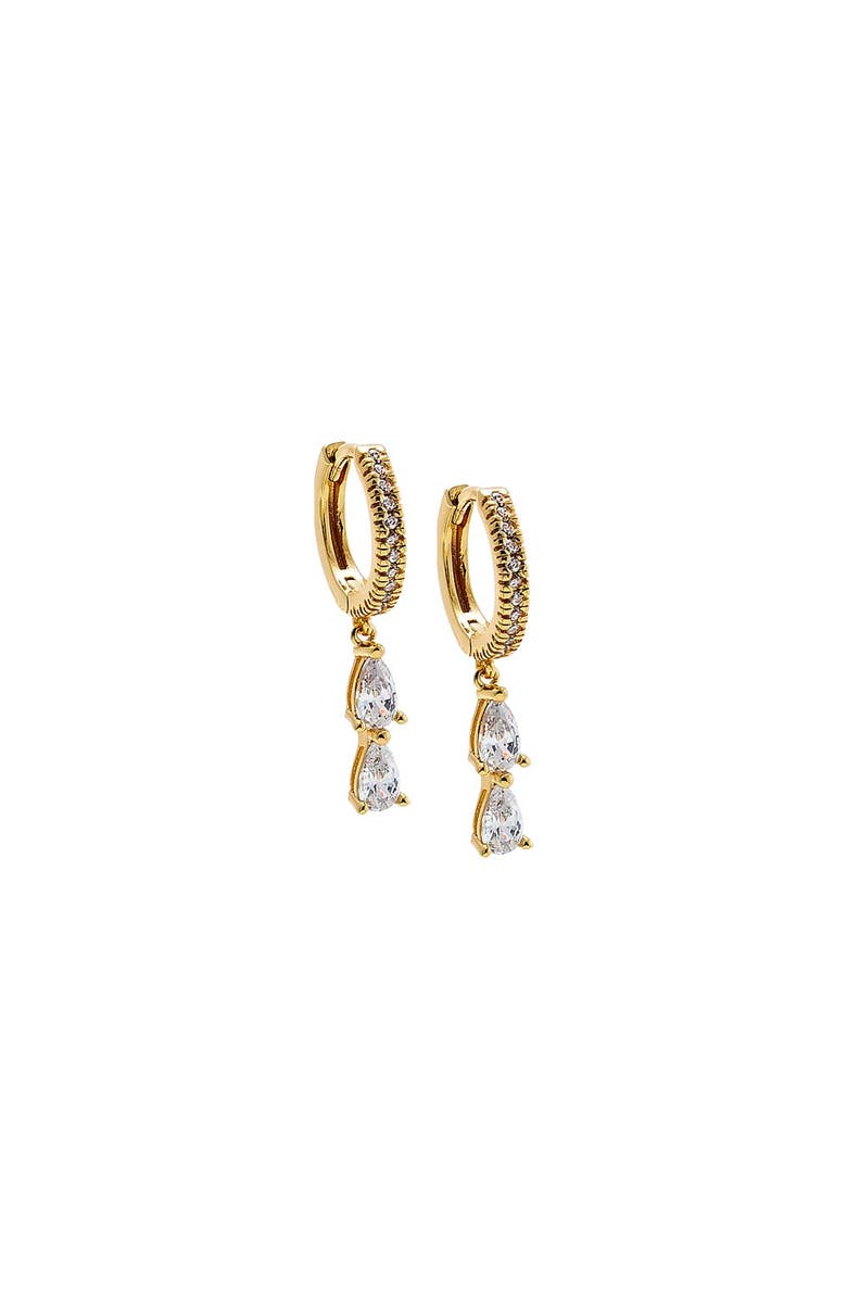 BY ADINA EDEN Double CZ Pear Drop Huggie Earring, Main, color, Gold
