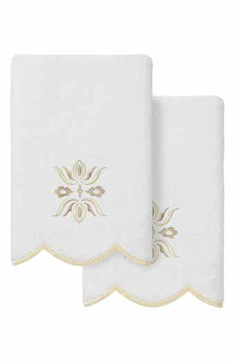 Flower Crest Scallop 2-Piece Fingertip Towel Set