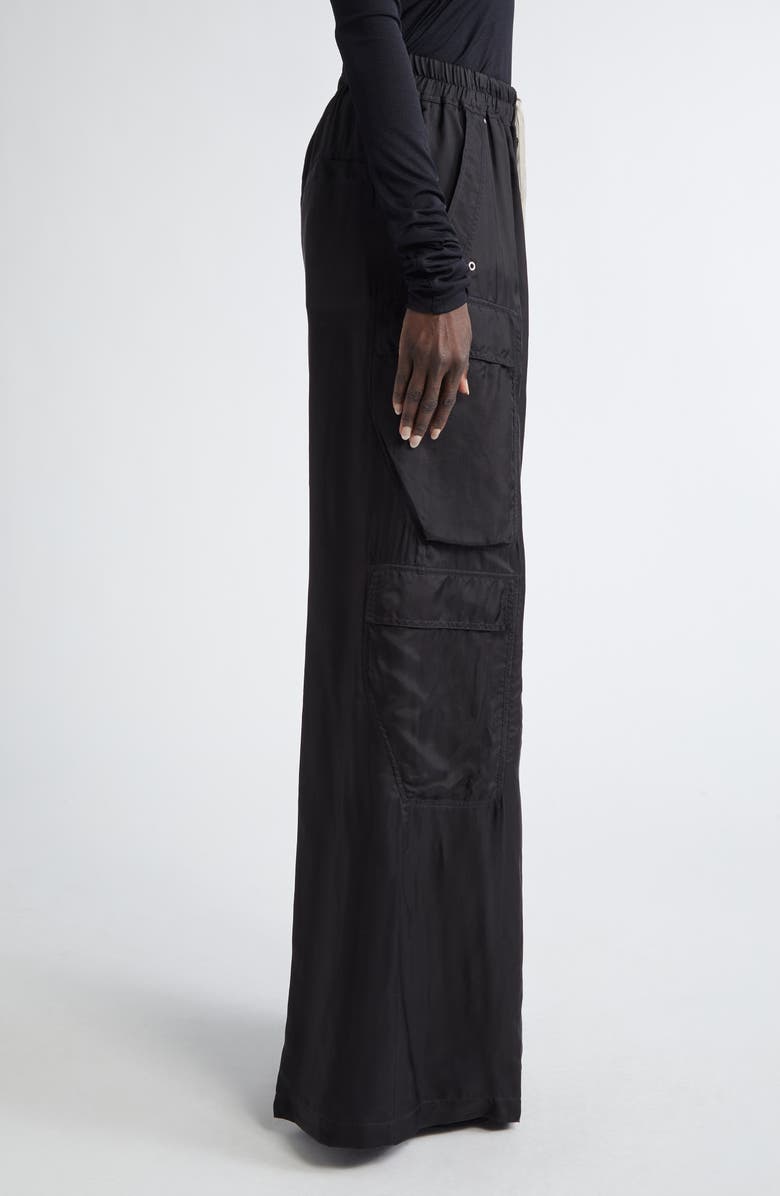 Rick Owens Cargobelas Charmeuse Cargo Pants, Alternate, color, Black