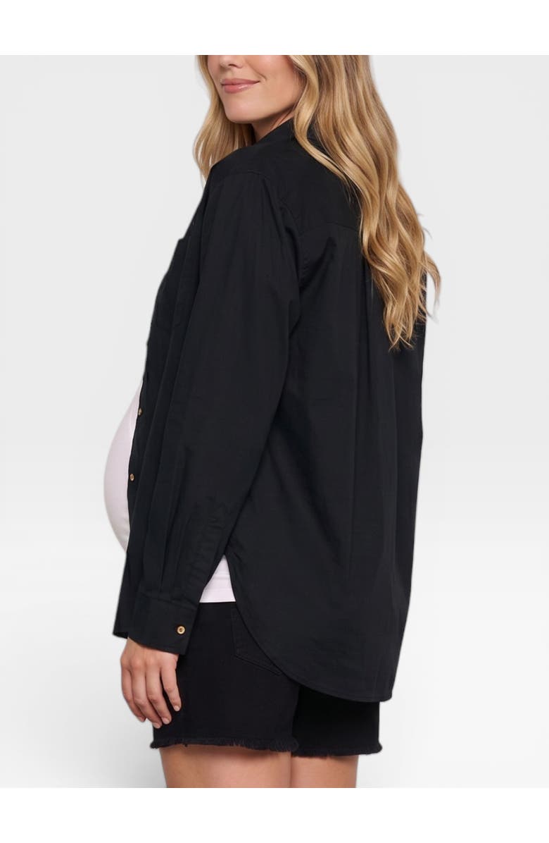 MOTHERHOOD MATERNITY Long Sleeve Button-Up Poplin Shirt, Alternate, color, Black