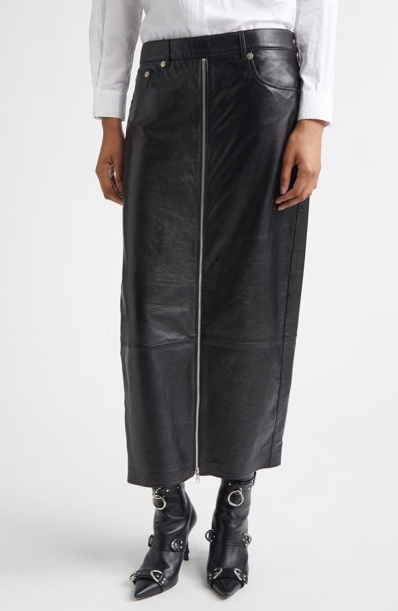 R13 Leather Skirt Pants, Alternate, color, Black