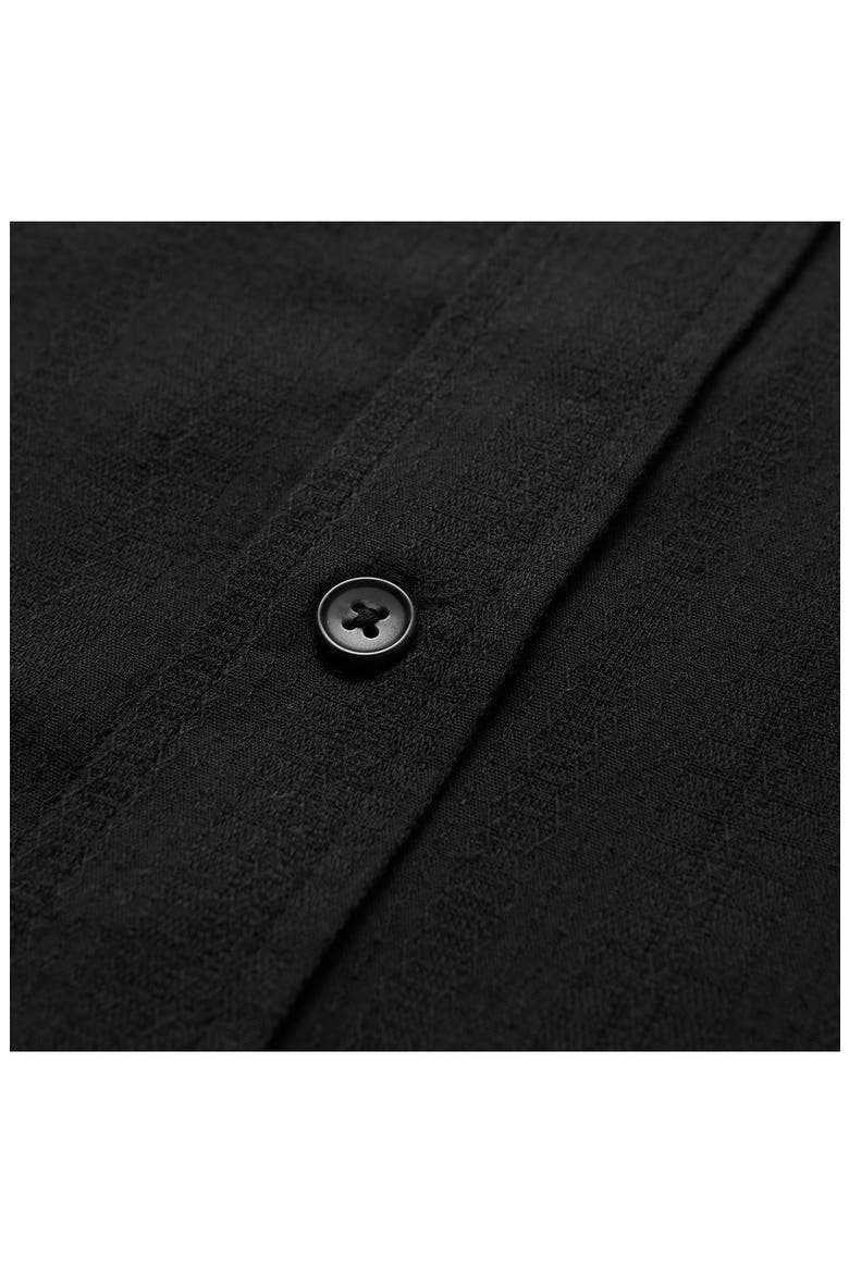 Caldera Stripe Jacquard Short Sleeve Button-Up Shirt, Alternate, color, BLACK