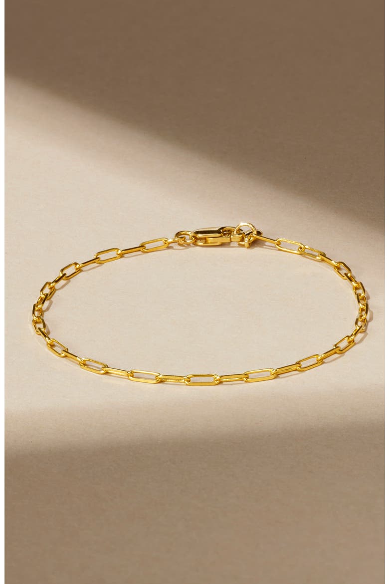 Mini Paper Clip Chain Bracelet, Alternate, color, 18CT GOLD VERMEIL ON STERLING