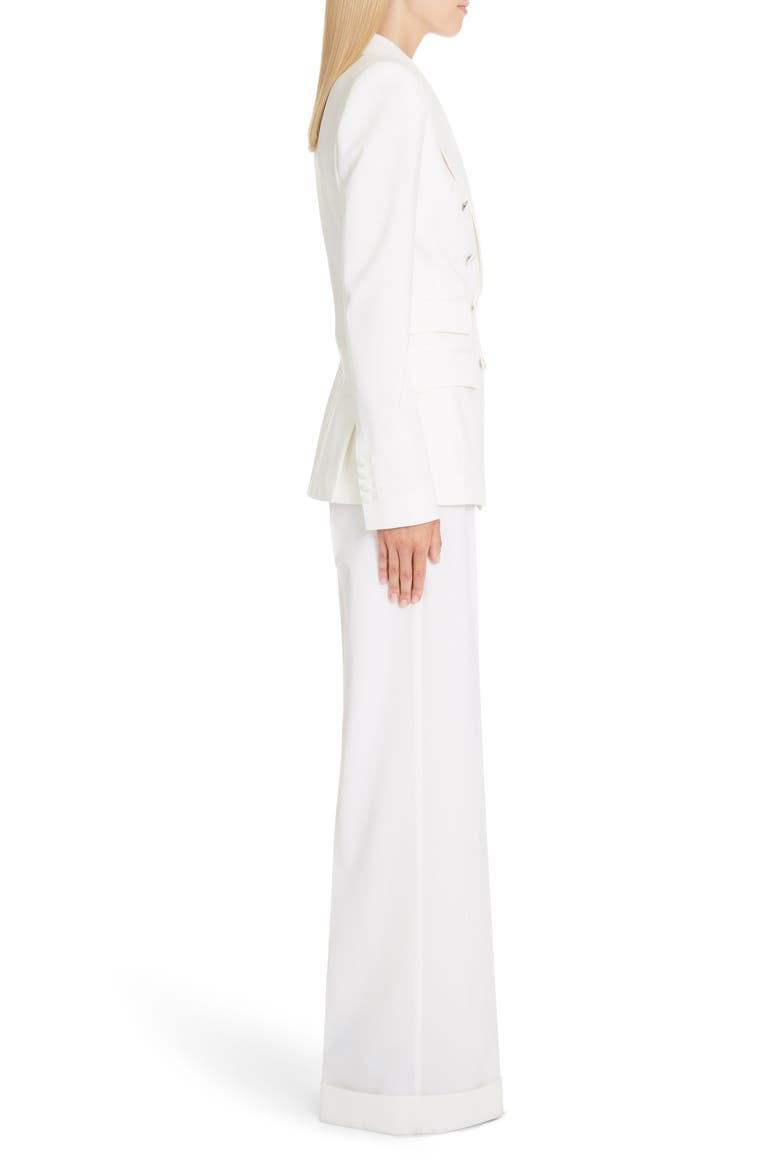 Double Breasted Stretch Wool Blend Jacket, Alternate, color, WHITE