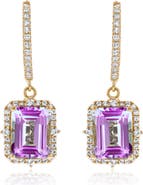 SUZY LEVIAN Semiprecious Stone Halo Drop Earrings