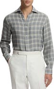 Ralph Lauren Purple Label Plaid Linen Twill Button-Up Shirt