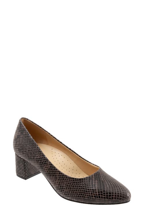 Trotters Kari Pointy Toe Pump in Dark Grey Leather 