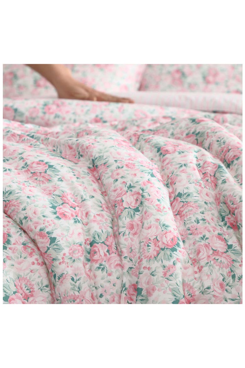 Ribbon Bouquet Comforter Set, Alternate, color, ROUGE PINK/ GREEN/ WHITE