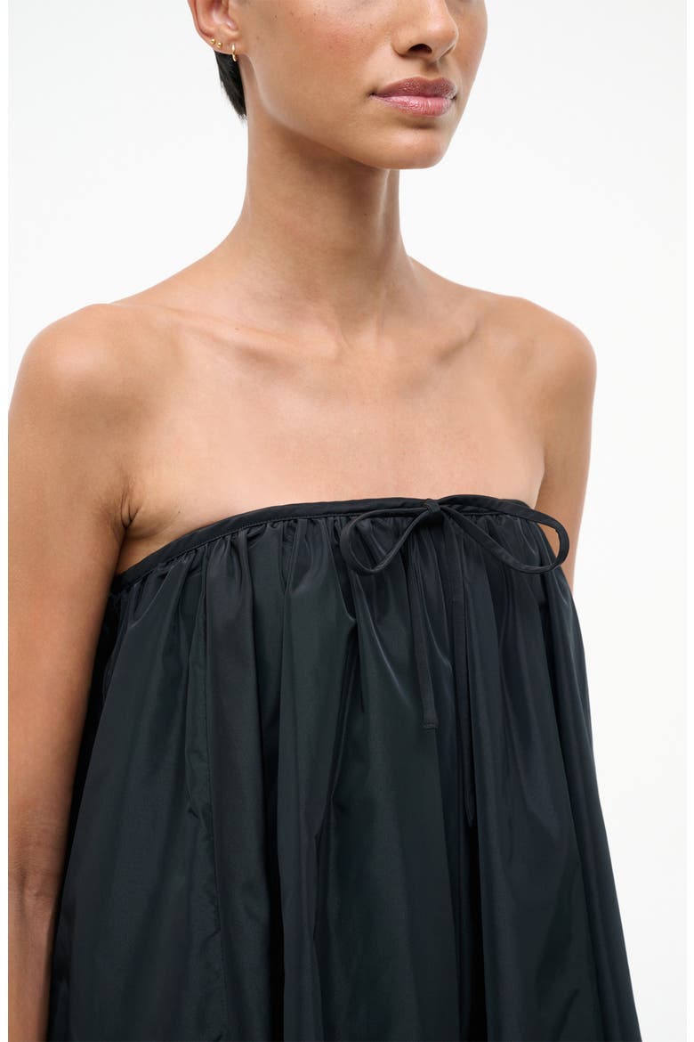 Sofia Strapless Satin Trapeze Minidress, Alternate, color, BLACK