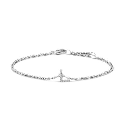 10K Gold Diamond Accent "A-Z" Initial Charm and Link Bracelet