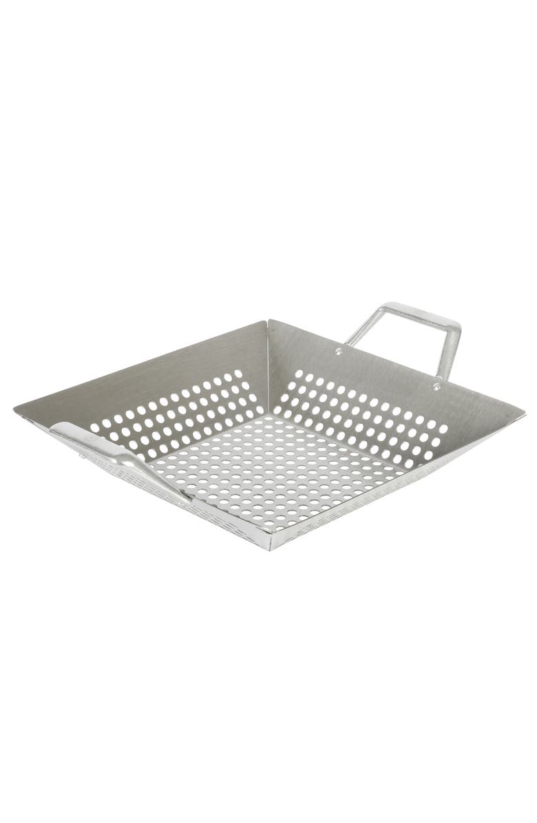 MARTHA STEWART Amber 12 Inch Square Cast Aluminum BBQ Grill Topper with Handles, Main, color, Silver