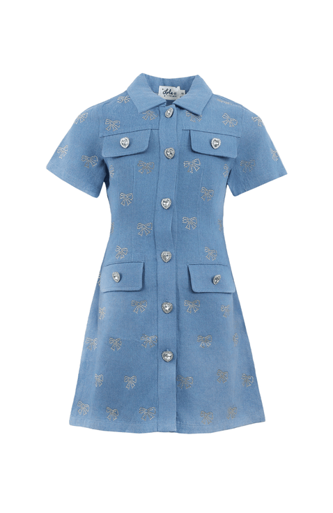 Shimmer Bows Denim Dress