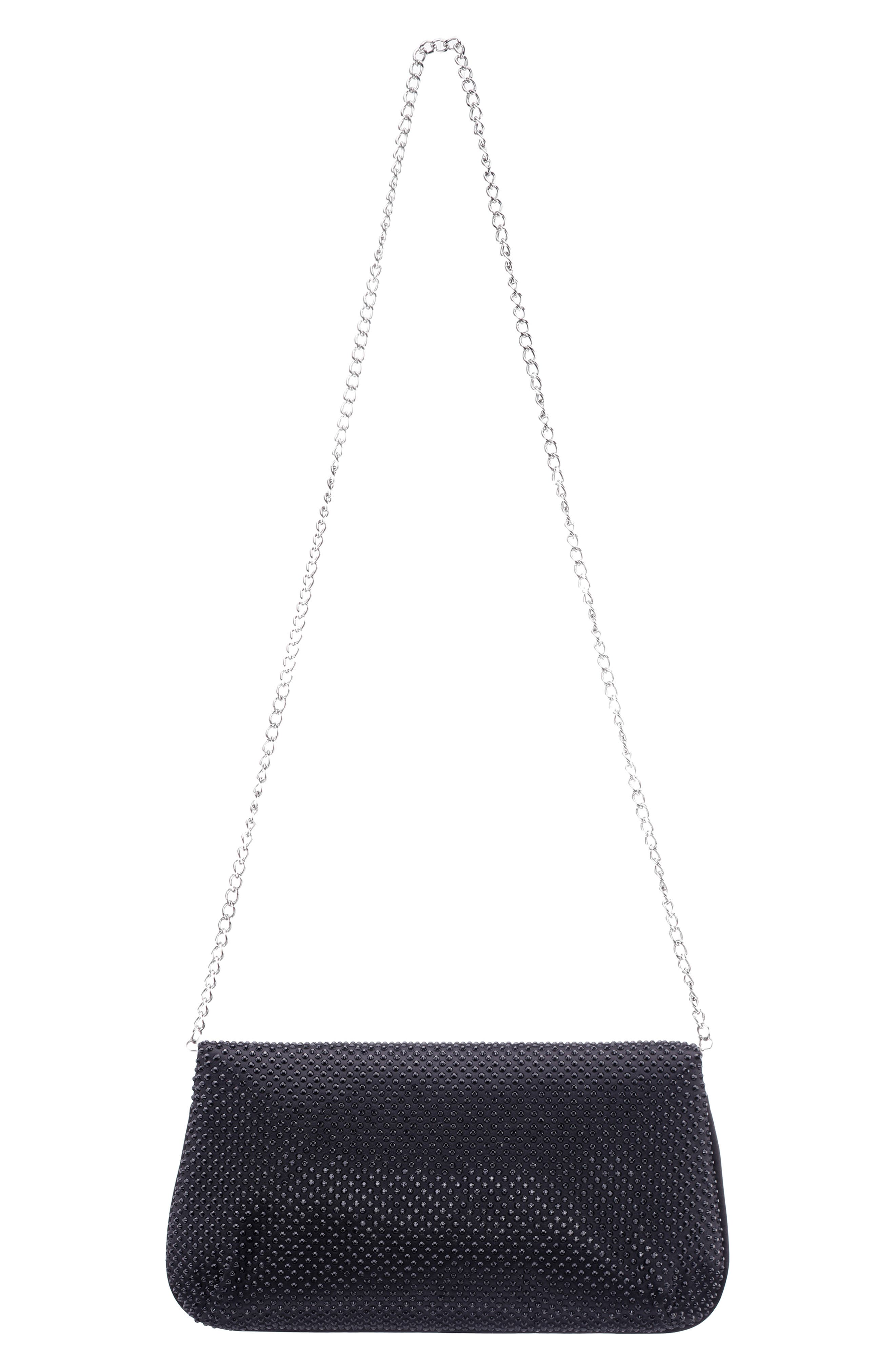 Nina Rommy Crystal Embellished Clutch, Alternate, color, Black
