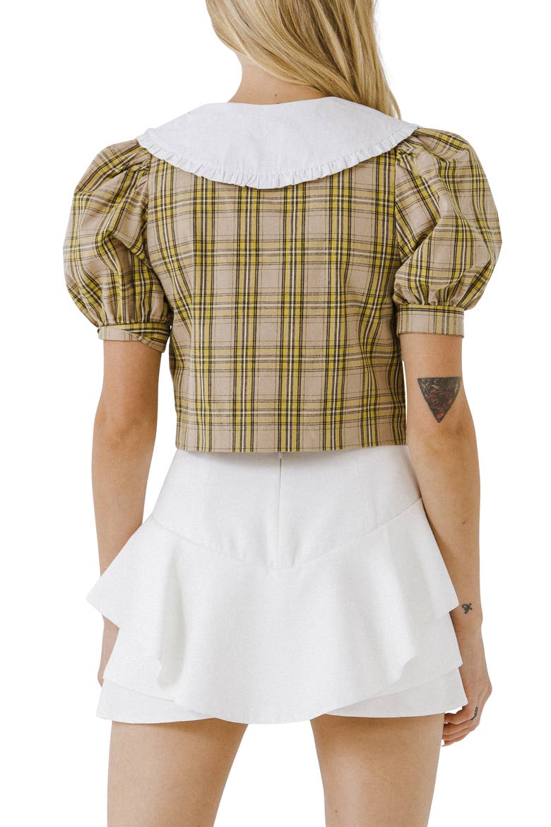 Oversize Collar Check Cotton Top, Alternate, color, TAUPE