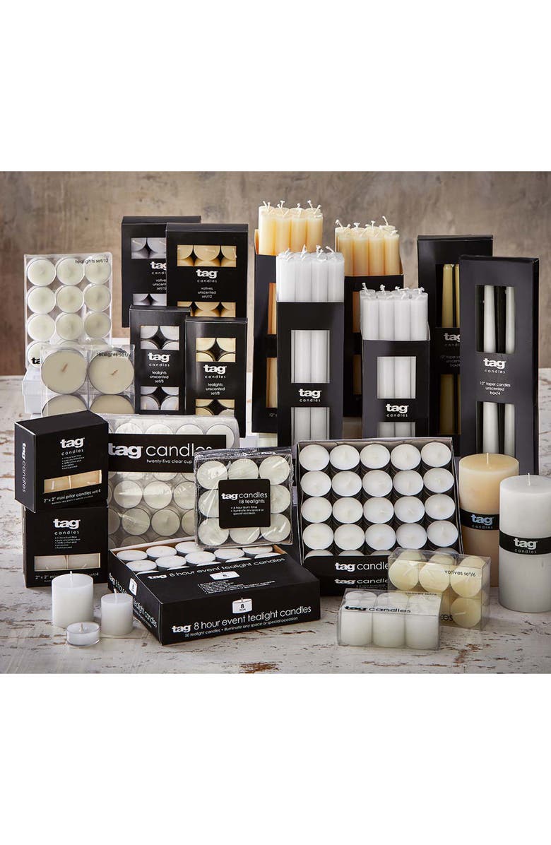 tag Ivory Pillar Candles Unscented Long Burning Set of 6, Alternate, color, Beige