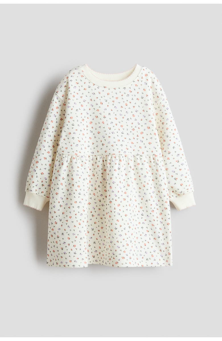 H&M Patterned Sweatshirt Dress, Main, color, White/Floral