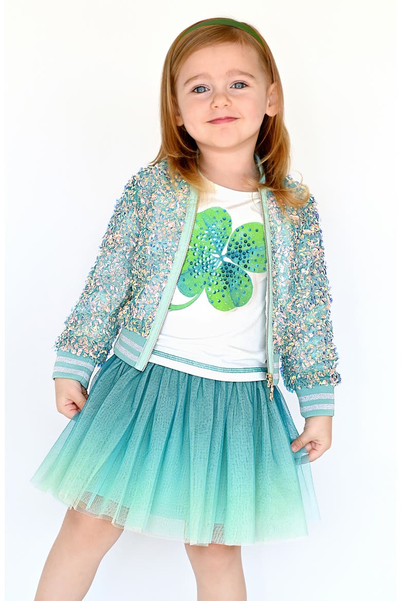 Kids' Sequin Bomber Jacket, Alternate, color, GREEN