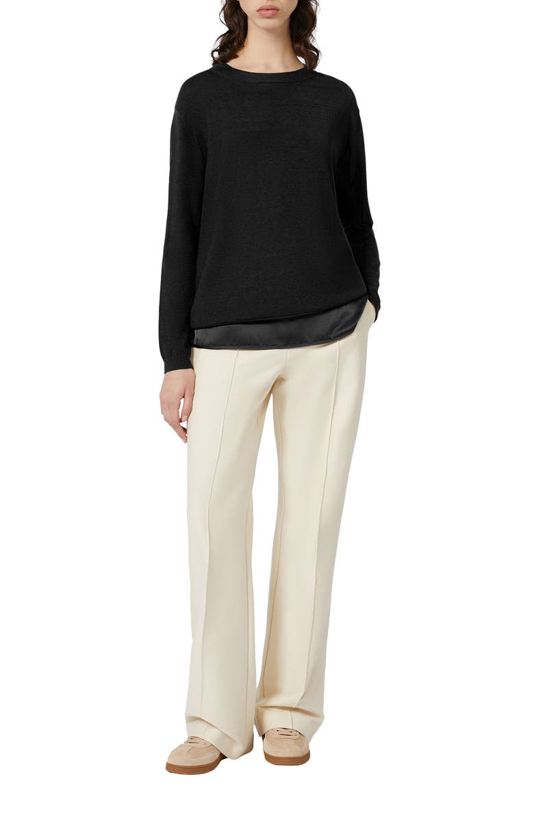 MM by Max Mara Arca Silk & Cotton Crewneck Sweater, Alternate, color, Black
