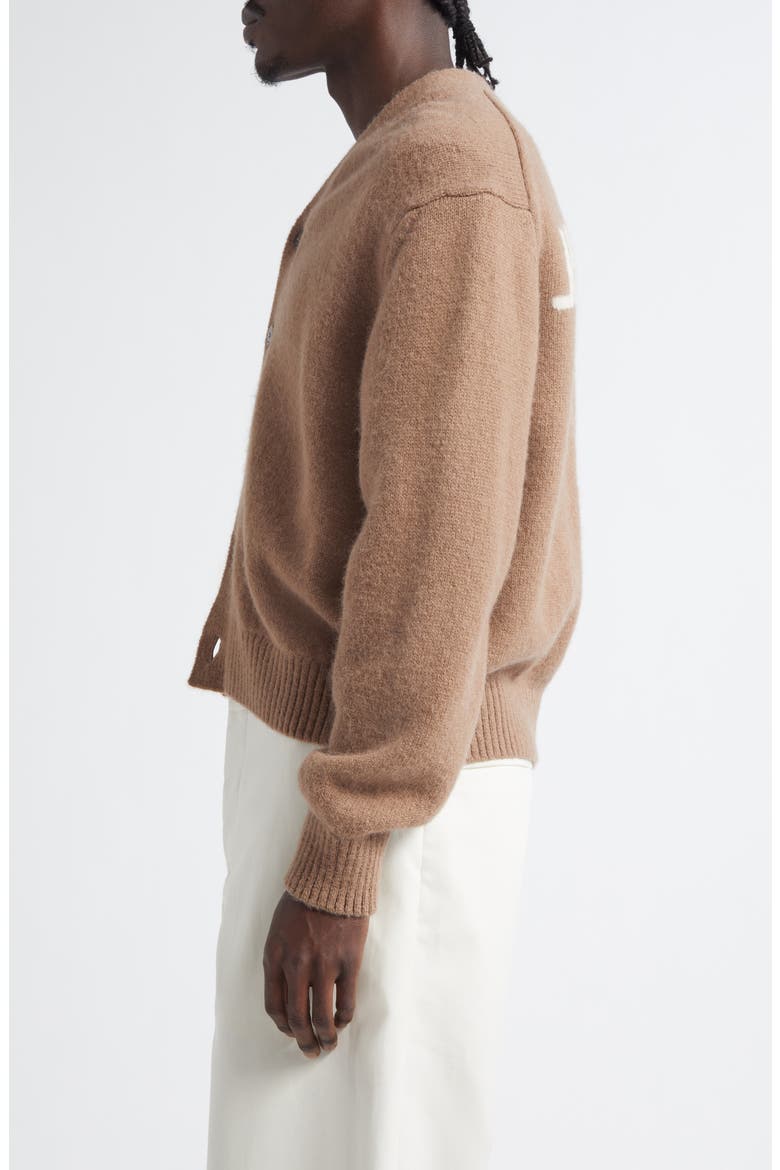 Le Jacquemus Signature Alpaca Blend Cardigan, Alternate, color, LIGHT BROWN