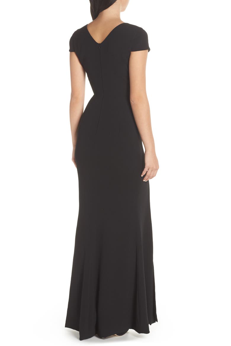 Karla V-Neck Trumpet Gown, Alternate, color, BLACK