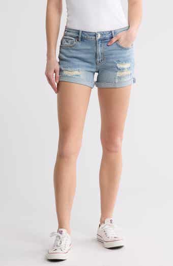 Vigoss Marley Cuffed Ripped Mid Rise Denim Shorts