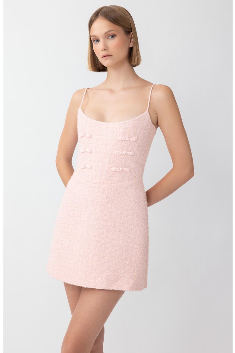 Andi Metallic Tweed Cocktail Minidress, Alternate, color, PASTEL PINK