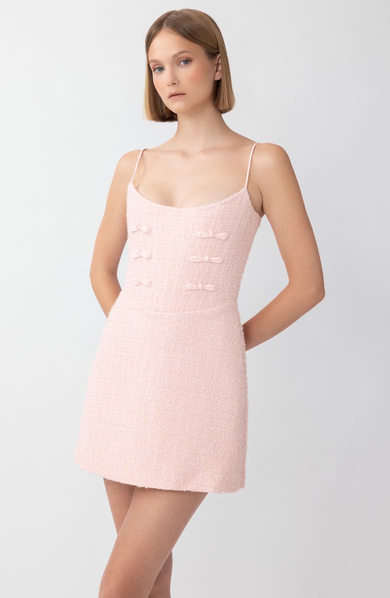 SAU LEE Andi Metallic Tweed Cocktail Minidress, Alternate, color, Pastel Pink