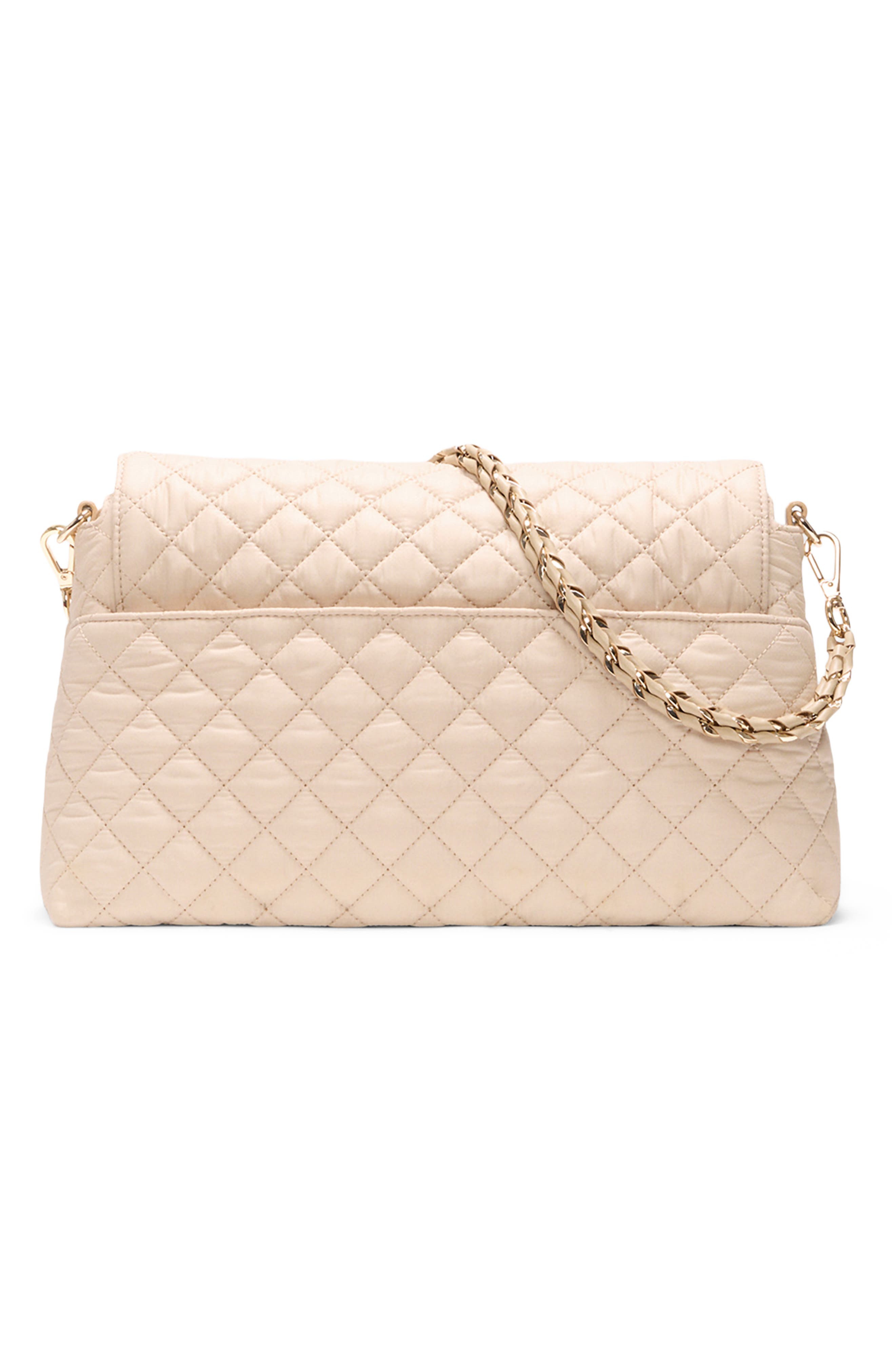 Crosby Lock Quilted Nylon Shoulder Bag, Alternate, color, BUFF