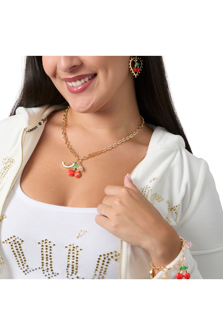 Cherry & Fruit Charm Bracelet, Alternate, color, Gold Tone