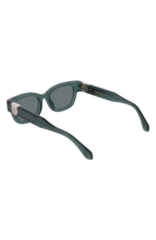 Ferragamo Gancino Rectangle Acetate Sunglasses In Transparent Green