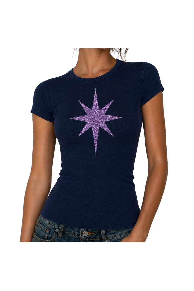 x On/Off Essentials Plain Star T-Shirt, Alternate, color, navy-lavender