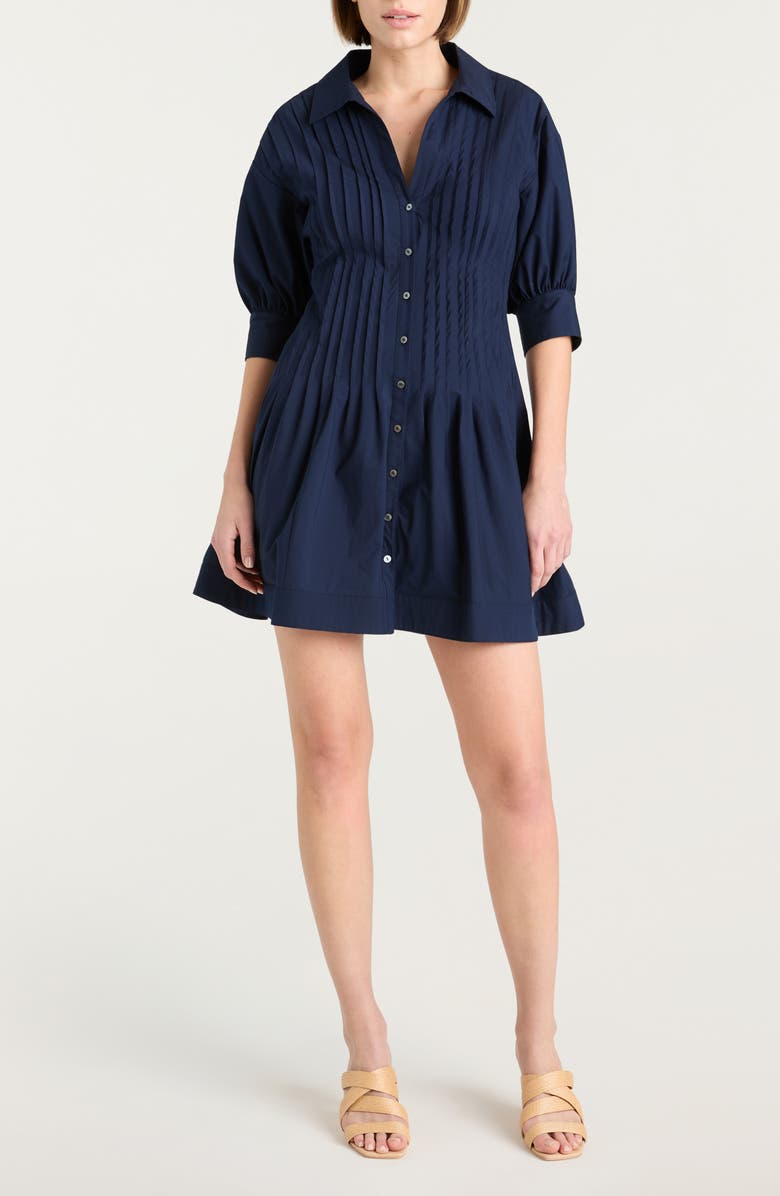 Cinq à Sept Monty Pleated Minidress, Alternate, color, Navy