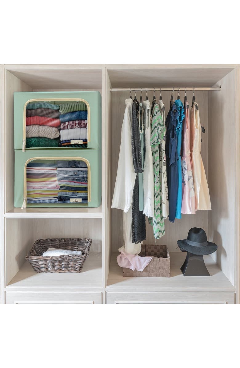 SORBUS Teal Large Zip Window Fabric Storage Box - Set of 2, Alternate, color, 