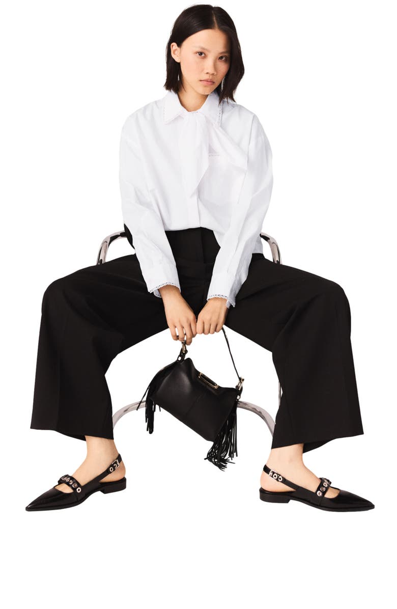 maje Balloon suit trousers, Alternate, color, Black