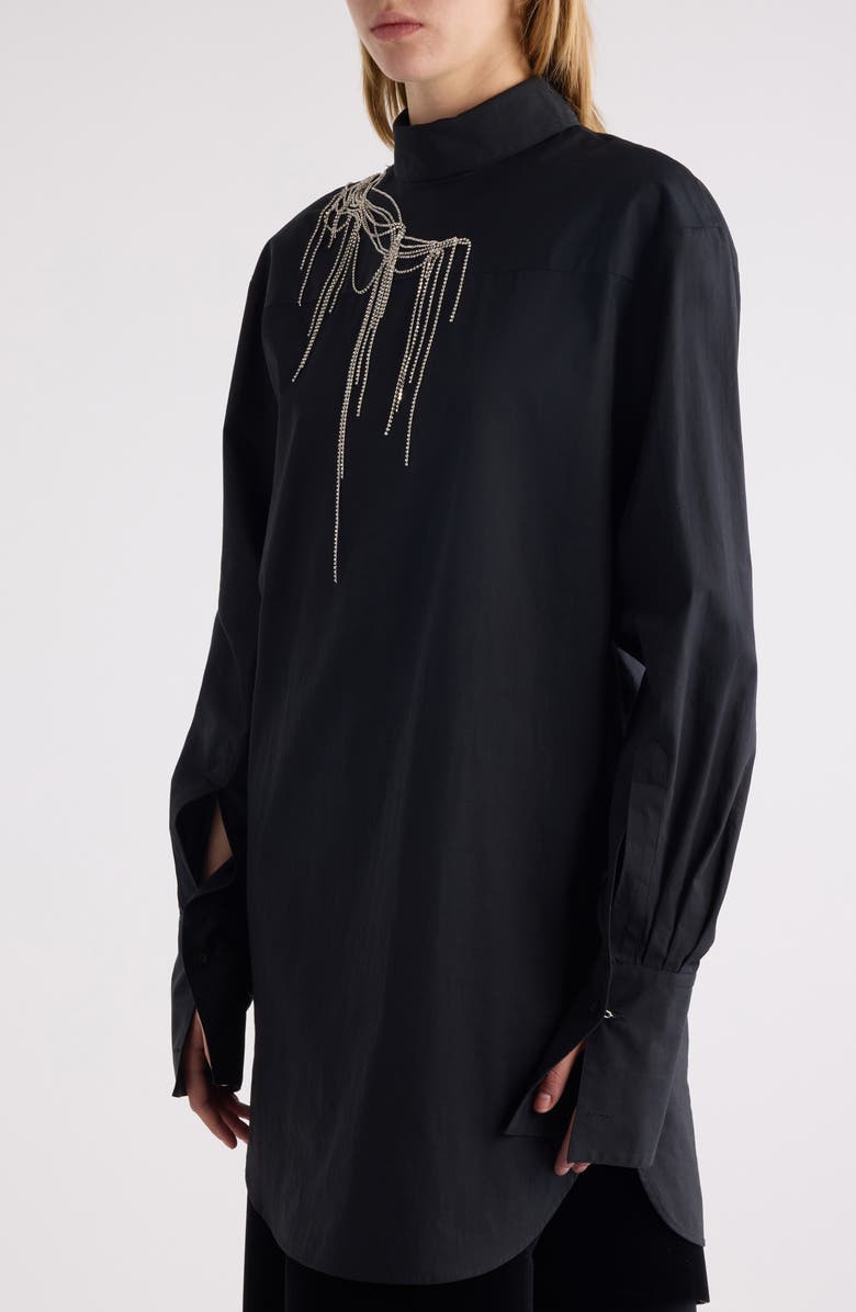 Dries Van Noten Corso Crystal Chain Detail Long Sleeve Shirt, Alternate, color,