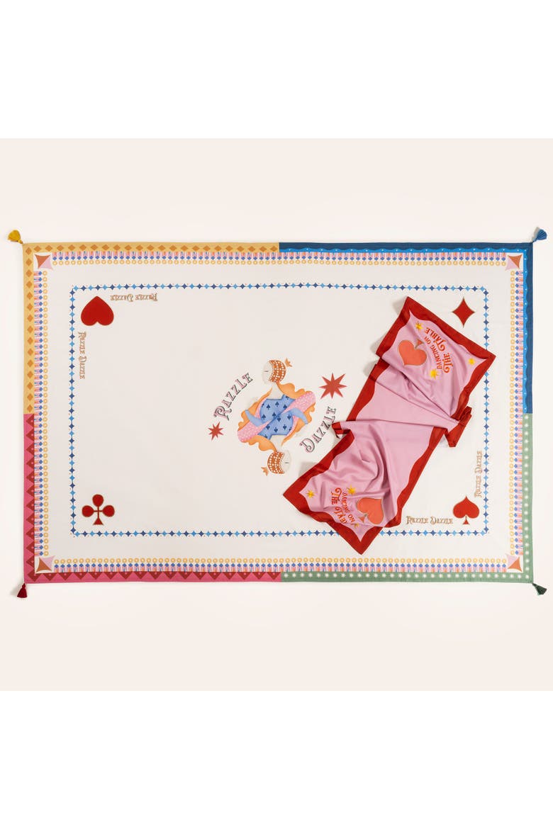 Nilufer Digital Printed Tasseled Artisan Design, Alternate, color, Ecru