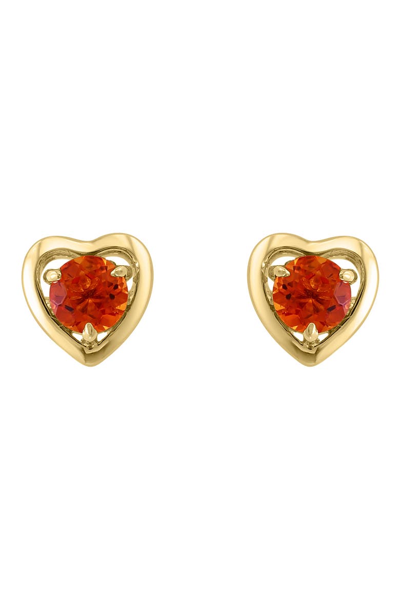Round Citrine Heart Stud Earrings, Main, color, YELLOW