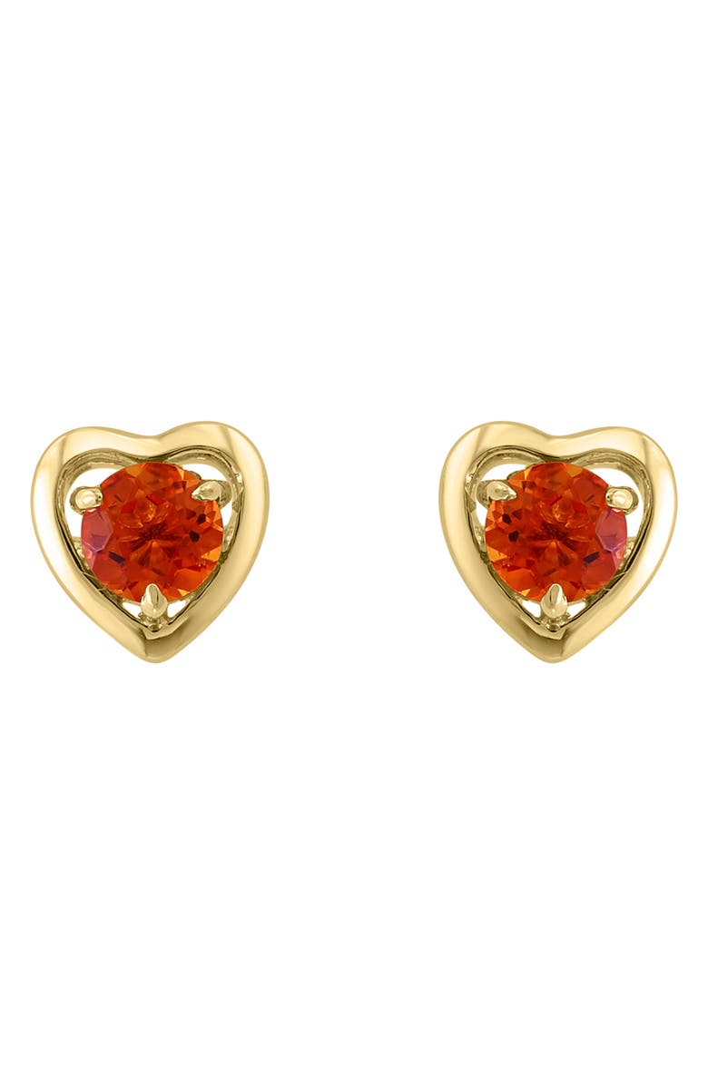 EFFY Round Citrine Heart Stud Earrings, Main, color, Yellow